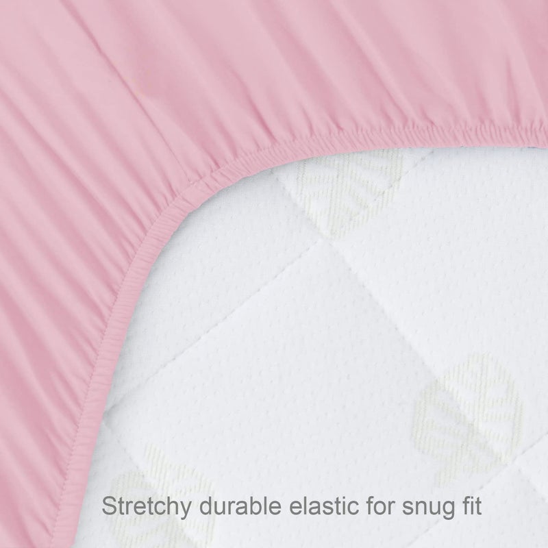 Biloban 4-Pack Fitted Pack and Play Sheets for Boys and Girls - Breathable, Soft Microfiber Baby Sheets in Grey and Pink - Image 4