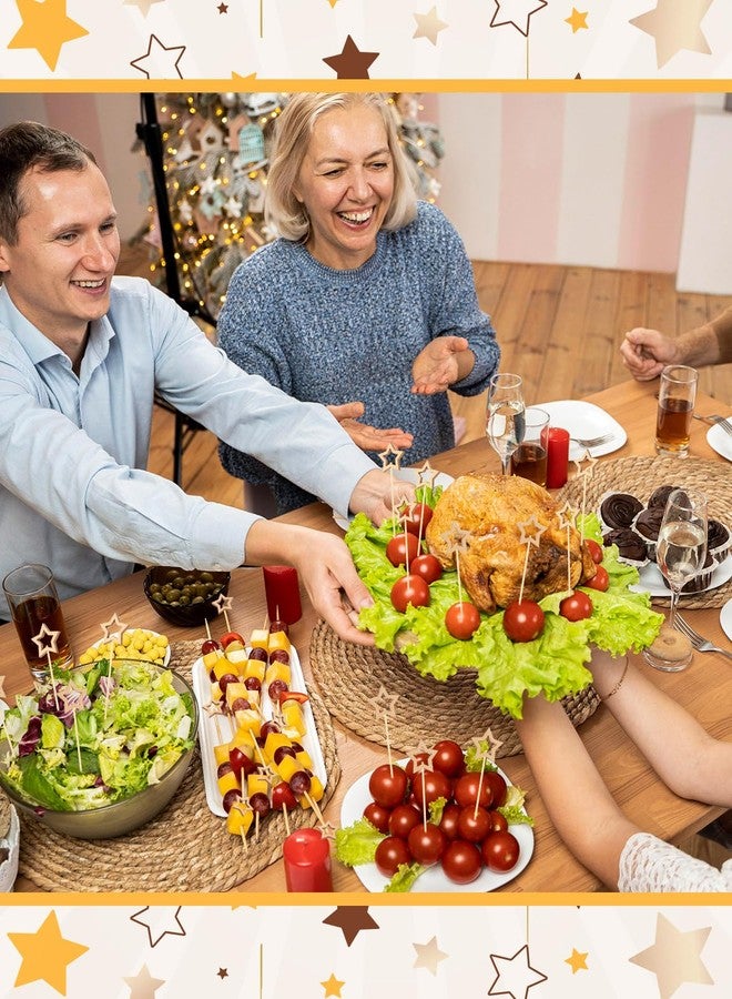 ٣٠٠ قطعة من أعواد تزيين ذهبية على شكل نجمة، ٥.٥ بوصة، أعواد كوكتيل مزخرفة، أعواد خيزران لتزيين سندويشات الفاكهة والمشروبات والحلويات والكب كيك، أعواد أسنان للمقبلات، لوازم حفلات أعياد الميلاد وحفلات الزفاف وحفلات استقبال المولود الجديد - Image 4