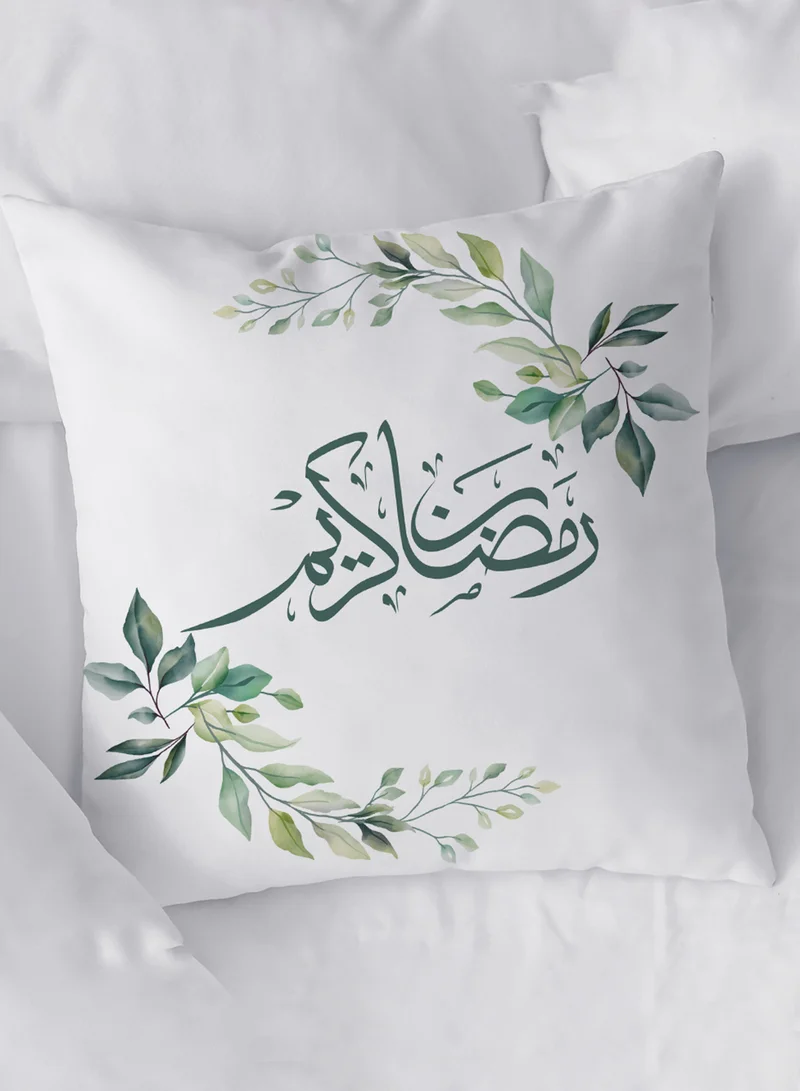 LOWHA Polyester Pillowcase Cushion Cover with Ramadan Kareem with Plant Leaves Design
