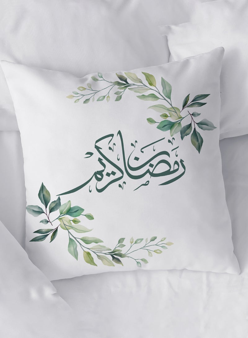 لوحة غطاء وسادة من البوليستر بتصميم رمضان كريم مع أوراق نباتية - Image 2