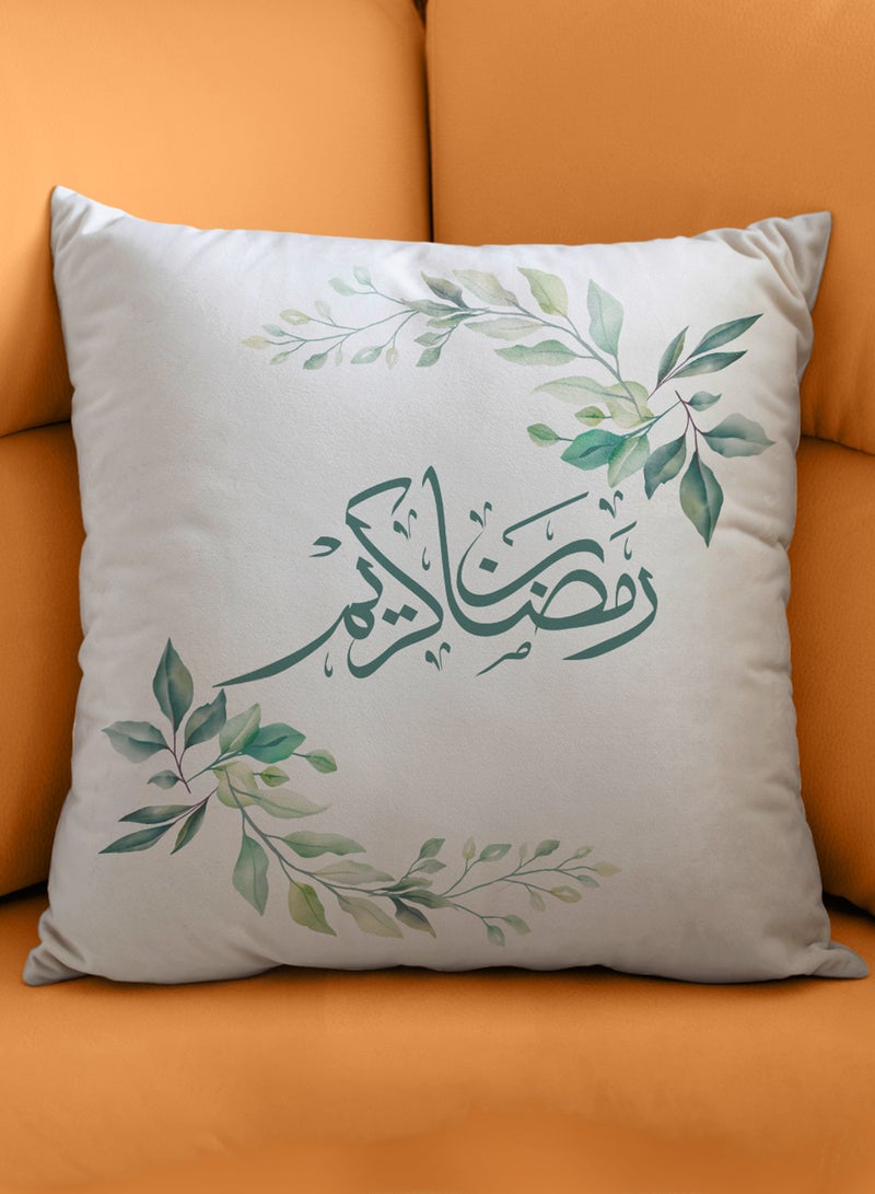 لوحة غطاء وسادة من البوليستر بتصميم رمضان كريم مع أوراق نباتية - Image 3