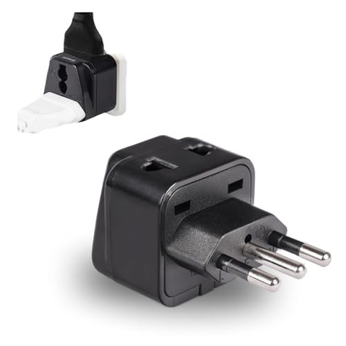 Orei India to Italy, Libya, Chile & More (Type L) Travel USB Adapter Plug - 2 in 1 - Ce Certified - Rohs Compliant -Black Color (Db12A-Blk) - Image 1