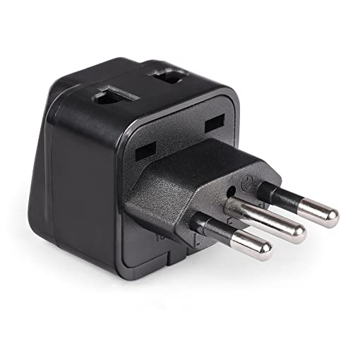 Orei India to Italy, Libya, Chile & More (Type L) Travel USB Adapter Plug - 2 in 1 - Ce Certified - Rohs Compliant -Black Color (Db12A-Blk) - Image 2