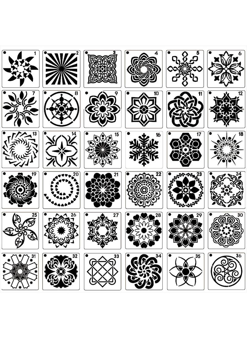 unbraded Wedong 36 Pcs Reusable Stencils, Mandala Stencils Laser Cut Painting Template Painting Stencil for DIY Walls Art Scrapbook 