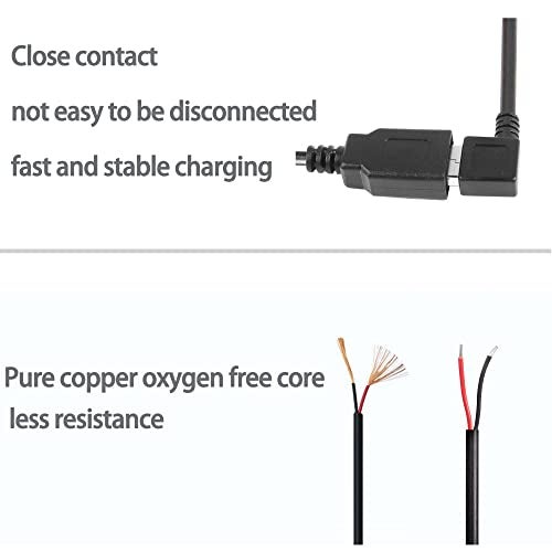 XMSJSIY USB 2.0 Female Pigtail Cable Extension Power Cable 22AWG 5V 3A USB A Socket to 2 Pin Bare Wire Open End Connector for DIY-2 Pcs (0.3M) PLS Test The Neg and Pos Before use - Image 3