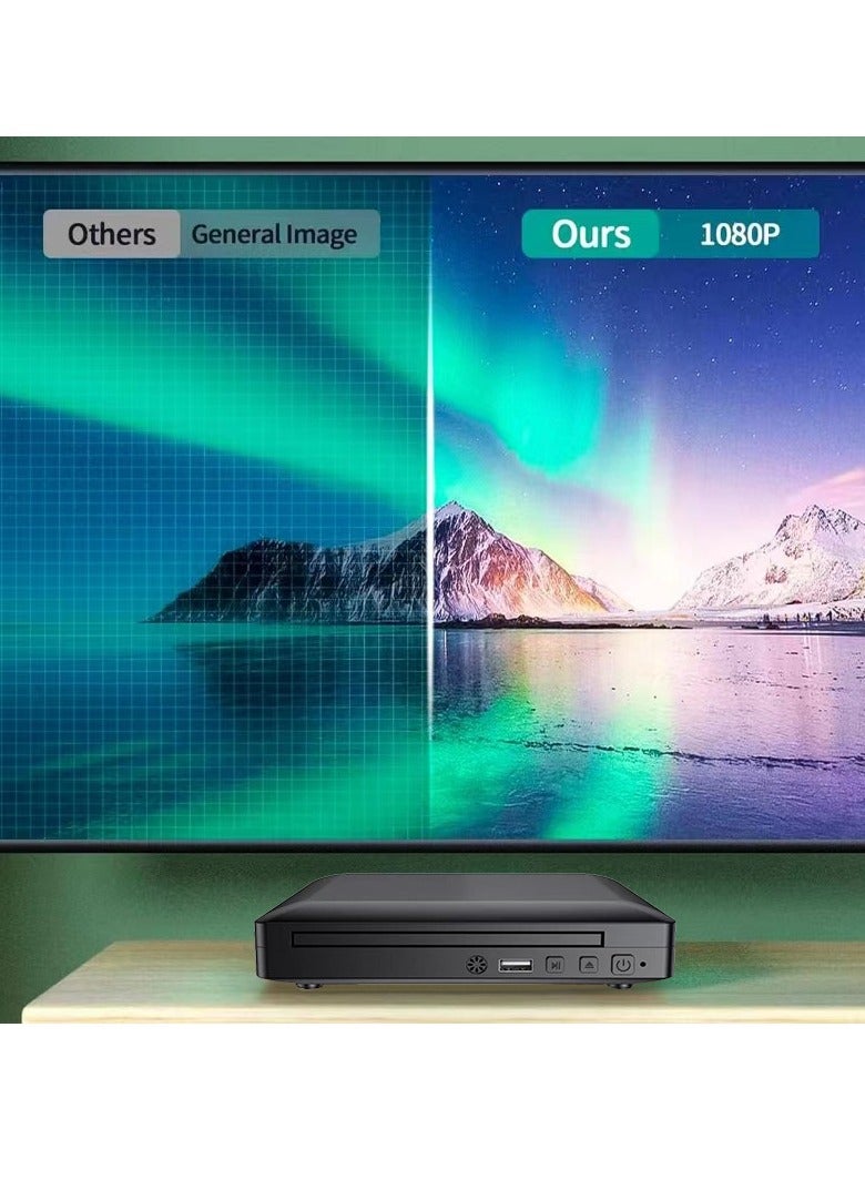 AirYoung مشغلات أقراص DVD صغيرة الحجم للتلفزيون مع منفذ HDMI، ومشغلات أقراص DVD التي تعمل في جميع المناطق، ومشغل أقراص مضغوطة لنظام الاستريو المنزلي - Image 2