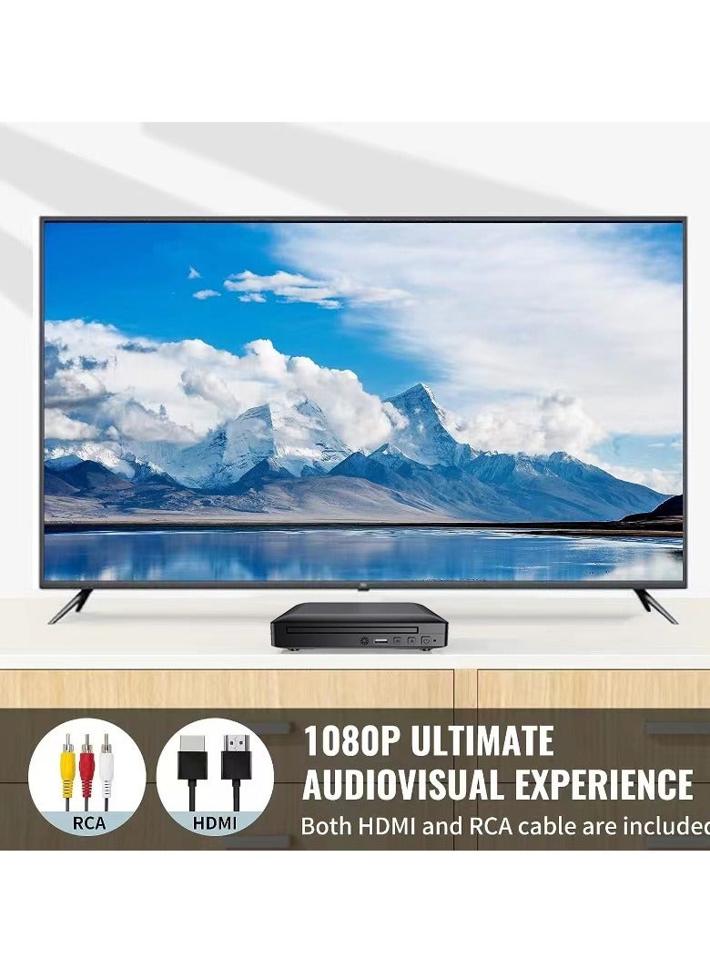 AirYoung مشغلات أقراص DVD صغيرة الحجم للتلفزيون مع منفذ HDMI، ومشغلات أقراص DVD التي تعمل في جميع المناطق، ومشغل أقراص مضغوطة لنظام الاستريو المنزلي - Image 4