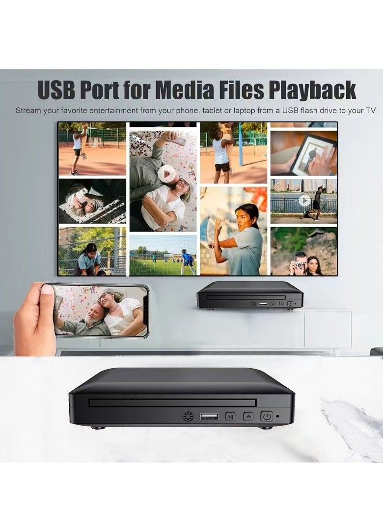 AirYoung مشغلات أقراص DVD صغيرة الحجم للتلفزيون مع منفذ HDMI، ومشغلات أقراص DVD التي تعمل في جميع المناطق، ومشغل أقراص مضغوطة لنظام الاستريو المنزلي - Image 5