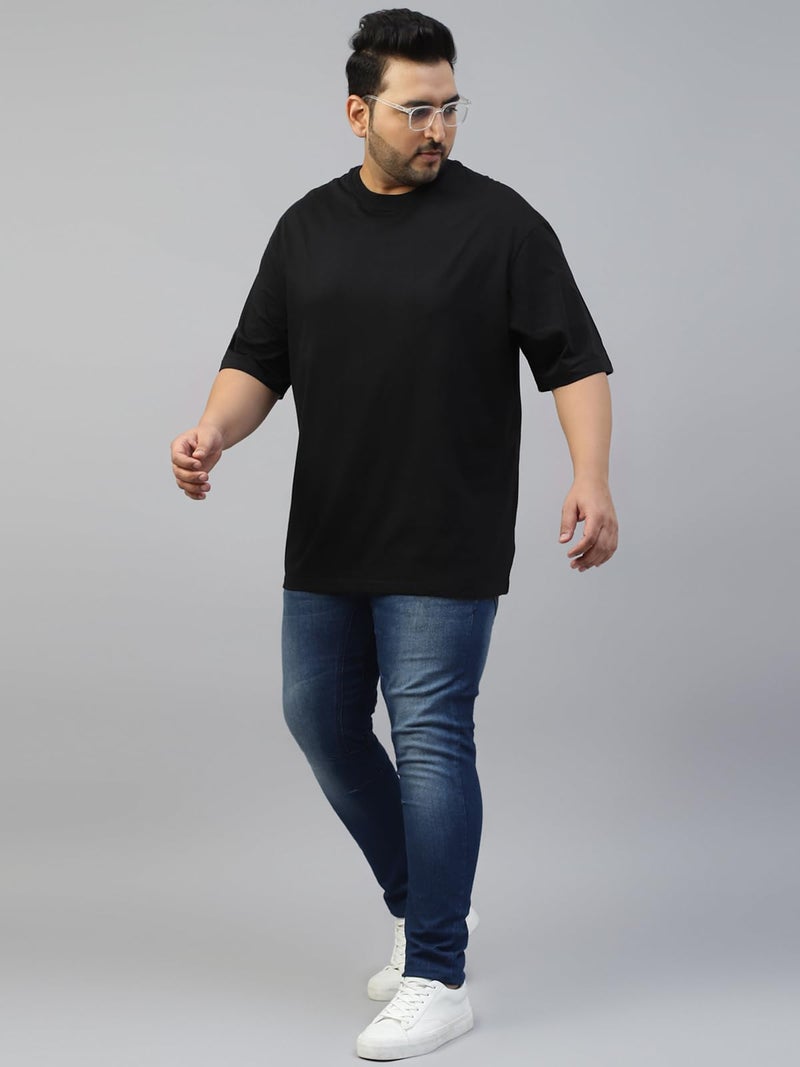 Veirdo® Pure Cotton Oversized Loose Fit Drop Shoulder Solid Core Plus Size T-Shirt Combo for Men (Pack of 2) (PO2_VD_PS_CR_NY_3XL) - Image 4