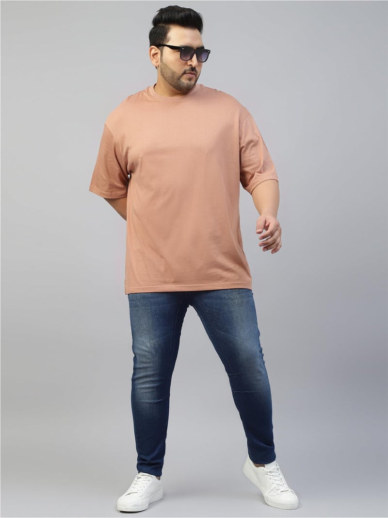Veirdo® Pure Cotton Oversized Loose Fit Drop Shoulder Solid Core Plus Size T-Shirt Combo for Men (Pack of 2) (PO2_VD_PS_CR_NY_3XL) - Image 2
