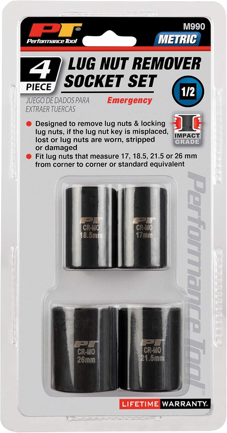 Performance Tool M990 4pc Metric Lug Nut Removal Socket Set - Image 5