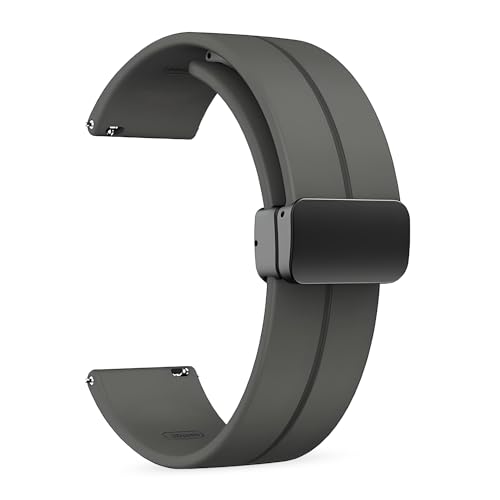 PunnkFunnk Punnk Funnk 22MM Silicone Strap with Folding Magnetic Lock Compatible with Samsung Galaxy Watch 3 45mm/ Galaxy Watch 46mm/Gear S3 Classic/Frontier Compatible All 22MM Watches(Dark Grey) - Image 1