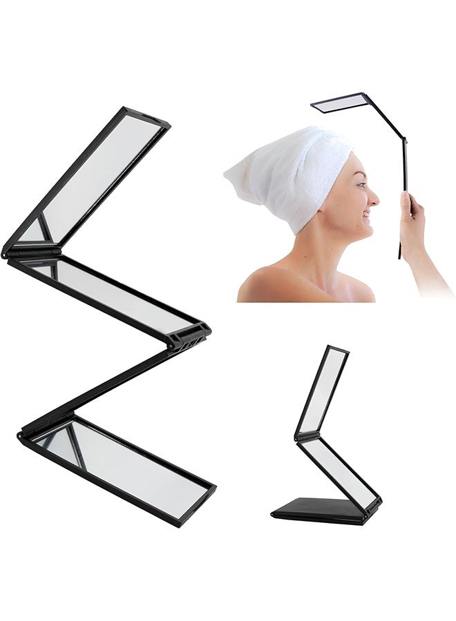 Foldable Makeup Mirror Multi Angle Folding 4 Way Mirrors for Self Hair Cutting - Image 1