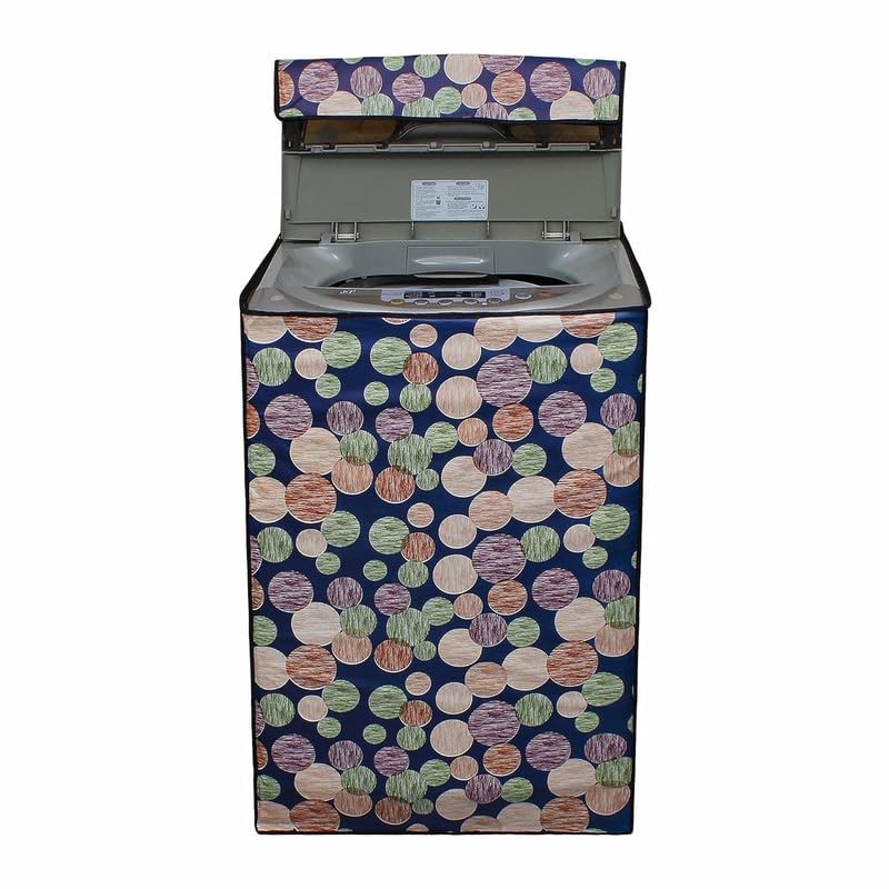 Lithara PVC Top Load Fully Automatic Washing Machine Cover For 6 kg, 6.2 Kg, 6.5 Kg, 7 Kg | Size : 58.4 x 58.4 x 88.9 Cm | (Multicolor Design71) - Image 2