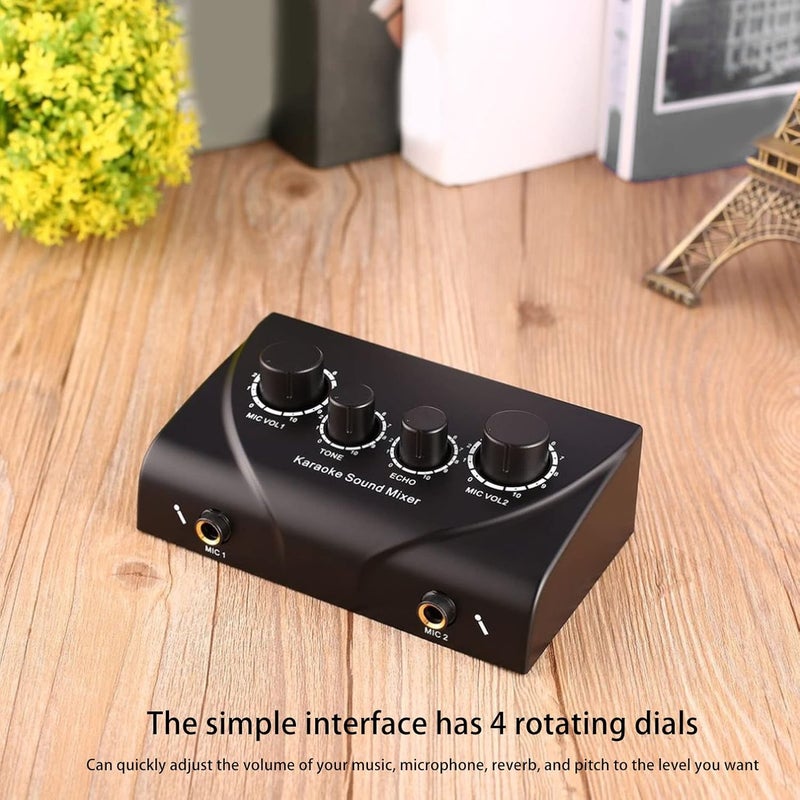 Drfeify Audio Mixer Portable Sound Mixer with Dual Mic Input 1/4" Video Input Adjustable Volume for Karaoke DJ Home Theater Speakers (DrfeifyyNAWHoPT-13) - Image 3