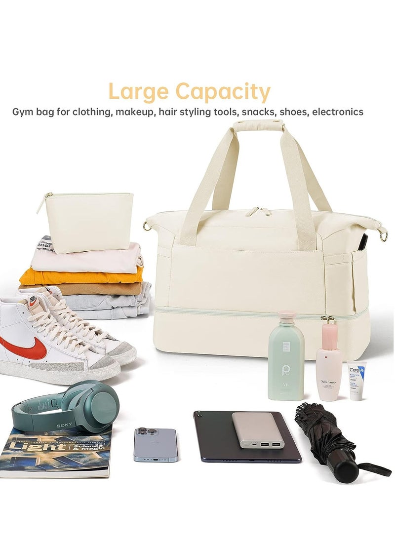 SYOSI - Travel Bag with Shoe Compartment USB Charging Port Gym Bag with Wet Compartment Overnight Duffel Bag Hospital Bag for Women Travel Sports Shopping - Image 1