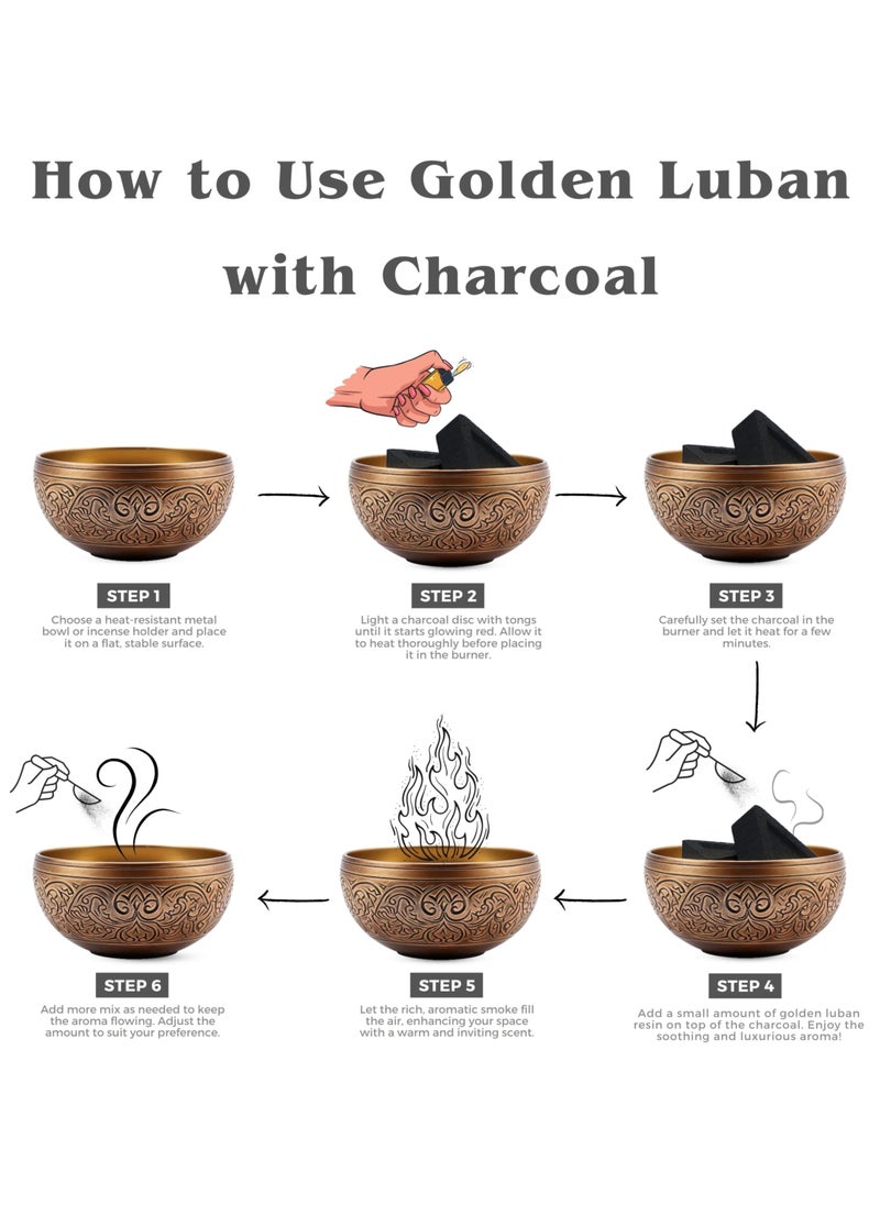 Awafi Mill - Frankincense Tears Golden Luban | Aromatic Resins with Triangle Charcoal Tablet - Image 1