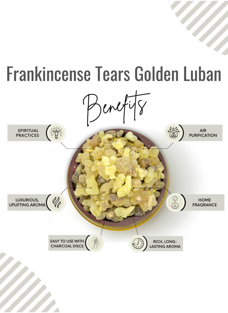 Awafi Mill - Frankincense Tears Golden Luban | Aromatic Resins with Triangle Charcoal Tablet - Image 1