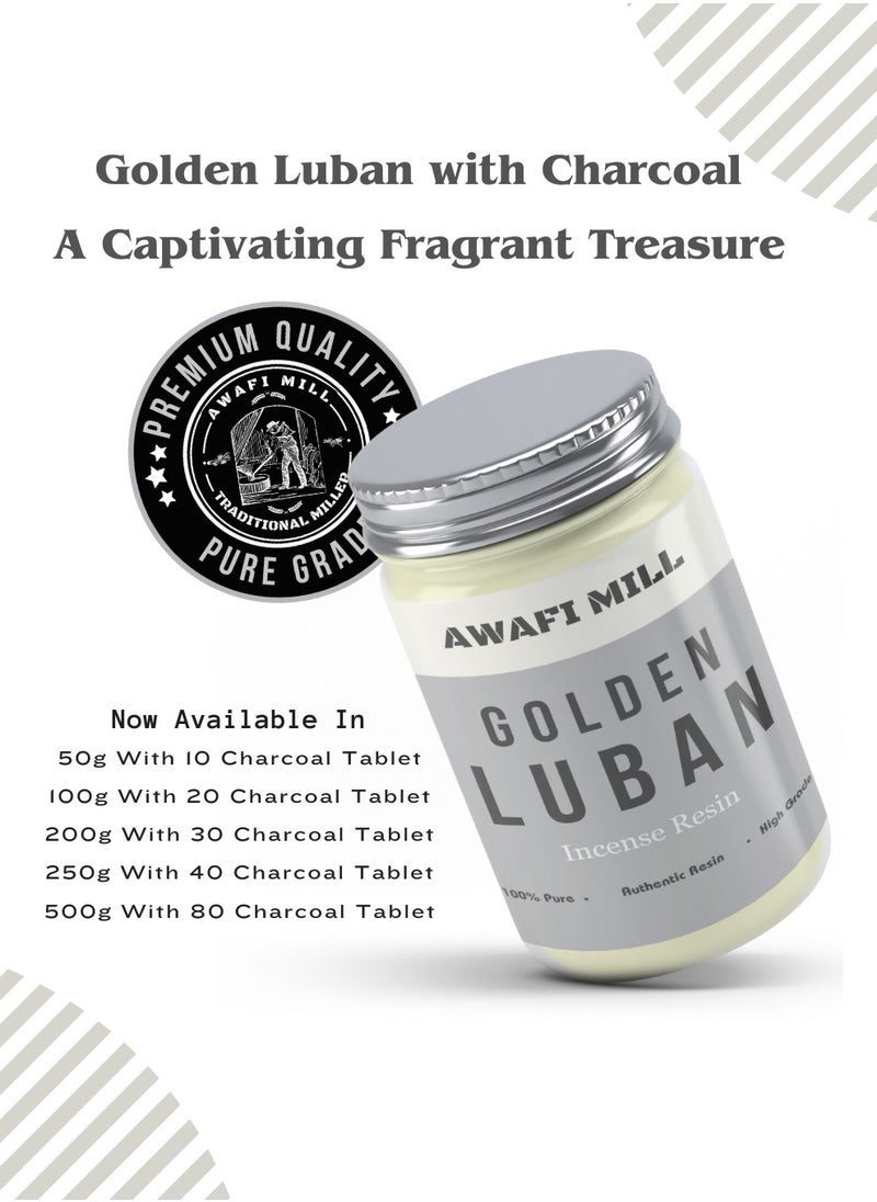 Awafi Mill - Frankincense Tears Golden Luban | Aromatic Resins with Triangle Charcoal Tablet - Image 1