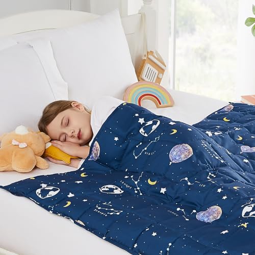HOSUKKO Weighted Blanket - 5 lbs Navy Starry Sky Heavy Blanket - Small Size Breathable Lap Blanket(36"x48", 5 lbs) - Image 1