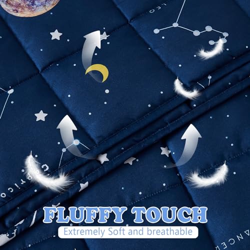 HOSUKKO Weighted Blanket - 5 lbs Navy Starry Sky Heavy Blanket - Small Size Breathable Lap Blanket(36"x48", 5 lbs) - Image 2