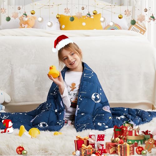 HOSUKKO Weighted Blanket - 5 lbs Navy Starry Sky Heavy Blanket - Small Size Breathable Lap Blanket(36"x48", 5 lbs) - Image 4
