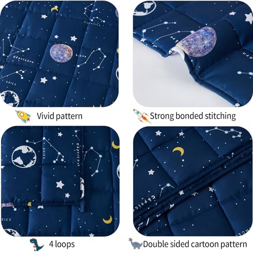 HOSUKKO Weighted Blanket - 5 lbs Navy Starry Sky Heavy Blanket - Small Size Breathable Lap Blanket(36"x48", 5 lbs) - Image 3