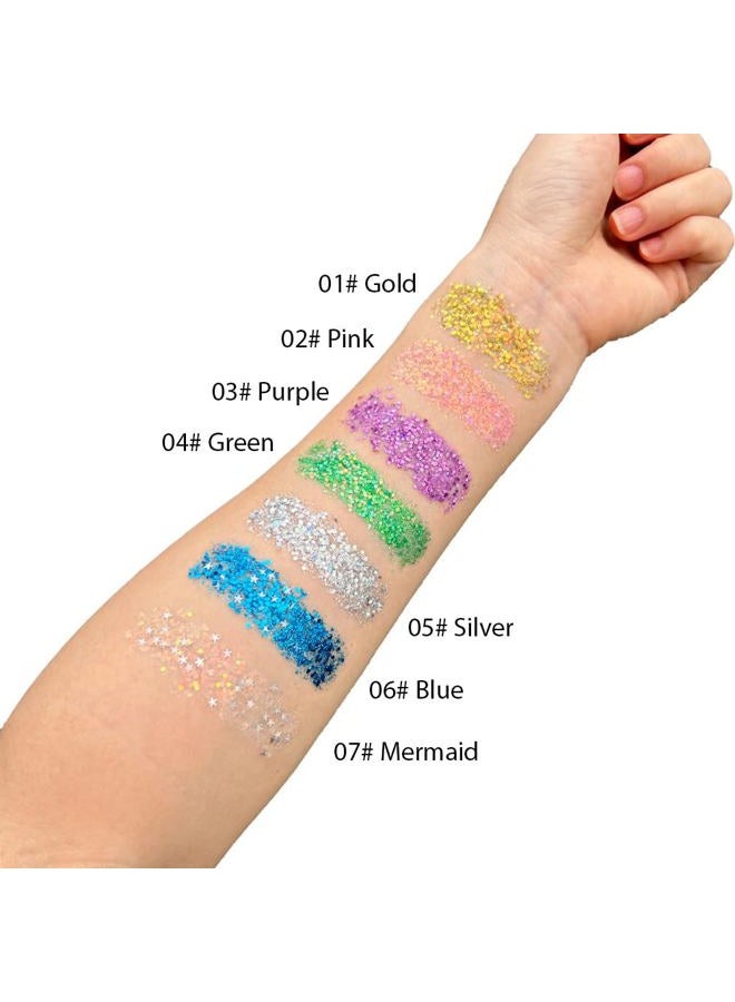 Mysense Gold Body Glitter Stick, Mardi Gras Face Glitter Makeup, Festival Rave Accessories for Women, Mermaid Sequins Chunky Glitter Face Paint, Hair Glitter Gel for Kids, 0.56oz  - Image 5