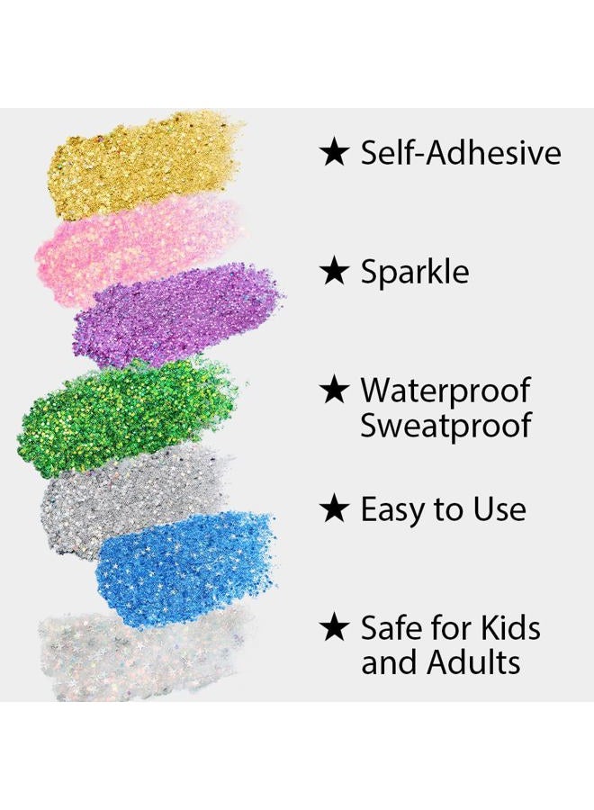 Mysense Gold Body Glitter Stick, Mardi Gras Face Glitter Makeup, Festival Rave Accessories for Women, Mermaid Sequins Chunky Glitter Face Paint, Hair Glitter Gel for Kids, 0.56oz  - Image 3