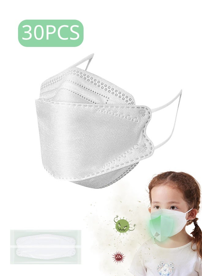 ليمون 30 كمامة للأطفال، كمامات ثلاثية الطبقات للاستخدام مرة واحدة، كمامات بيضاء - Image 1