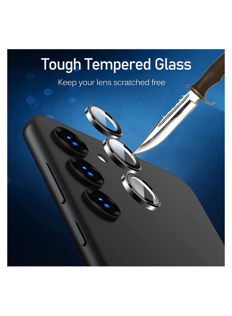 Wtech Premium Camera Lens Frame Tempered Glass Protector Aluminum Alloy Adhesive Coating For Samsung Galaxy S23 Plus 5G 2023 Phantom Black - Image 4