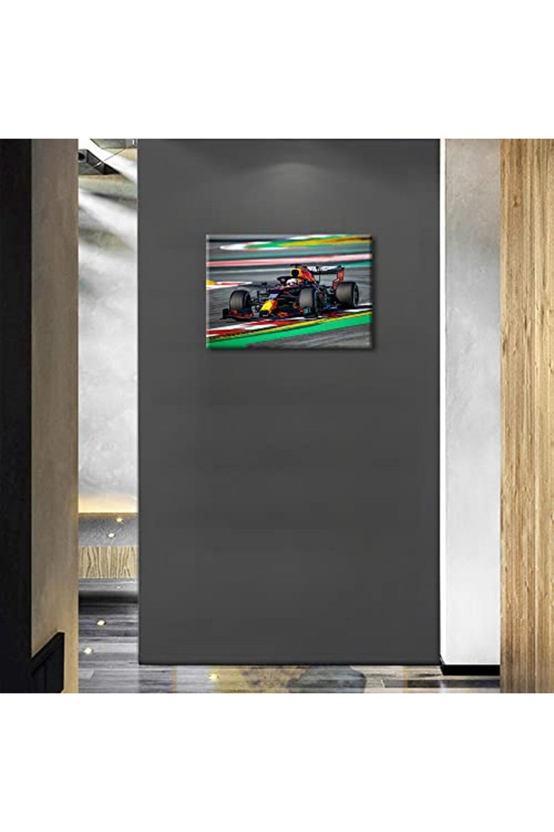 TISHIRON Canvas Wall Art F1 Racing Car Urban Championship World Series Championship Sports Giclee Poster Modern Home Sports Decor for Home Living Room Office Dining Room Framed Ready to Hang - 24"W x 16"H - Image 4