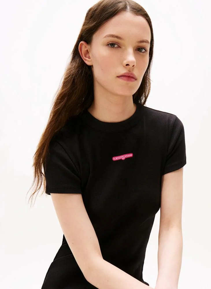 تومي جينز Logo Script Mini T-Shirt Dress