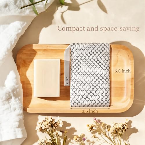zelin Soap Bags, 2 Pack Exfoliating bar soap Pouch with Double Layer Premium Fabric, Soap Saver Bag for Foaming and Skin Cleansing (Pearl White and Ink Black) - Image 3