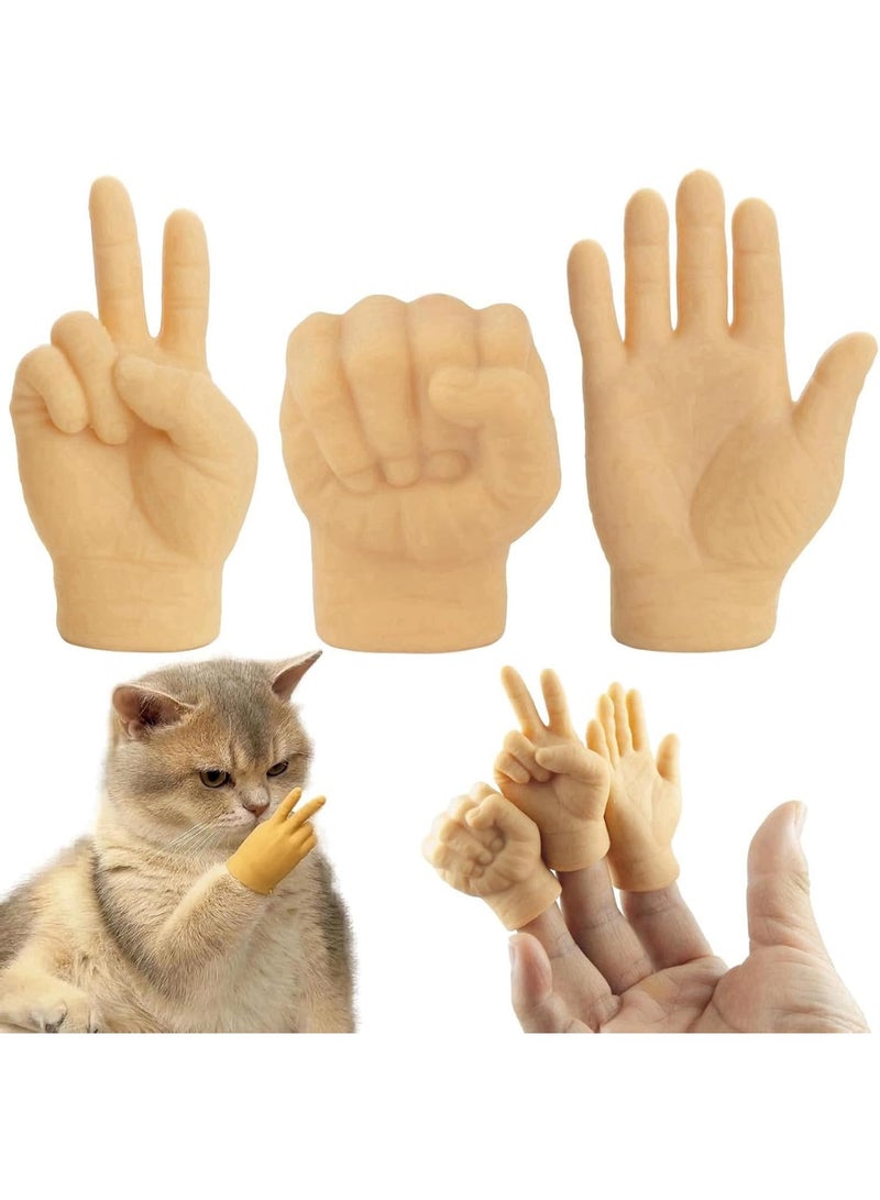 أيادي صغيرة للقطط، 3 قطع من الأيادي الصغيرة للقطط، دمى أصابع مصغرة، قفازات صغيرة، ألعاب تفاعلية مضحكة للحيوانات الأليفة، أيادي صغيرة قابلة للتمدد من المطاط للقطط والجراء - Image 1
