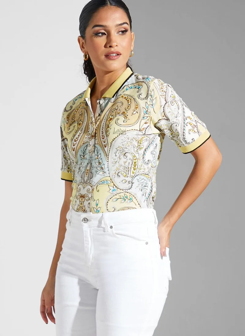 Label RITU KUMAR Printed Polo T-Shirt