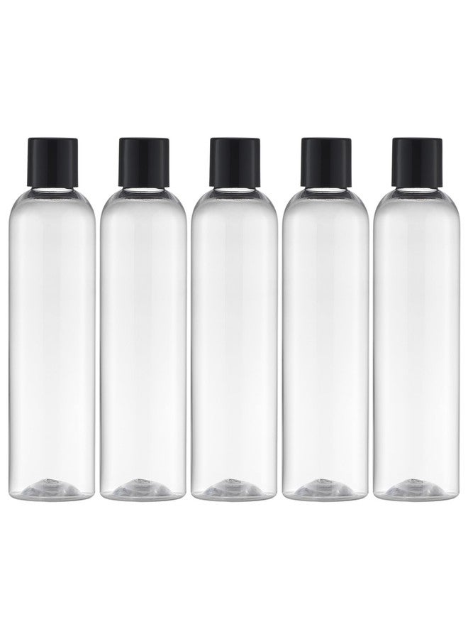 MADHYA 12pcs Refillable Clear Empty Plastic Travel Bottles 200ml, Travel Size Containers for Shampoo, Mouthwash, Toiletries, Oils, Lotion, Bottles with Black Screw Cap, Leakproof Design Transparent - Image 1