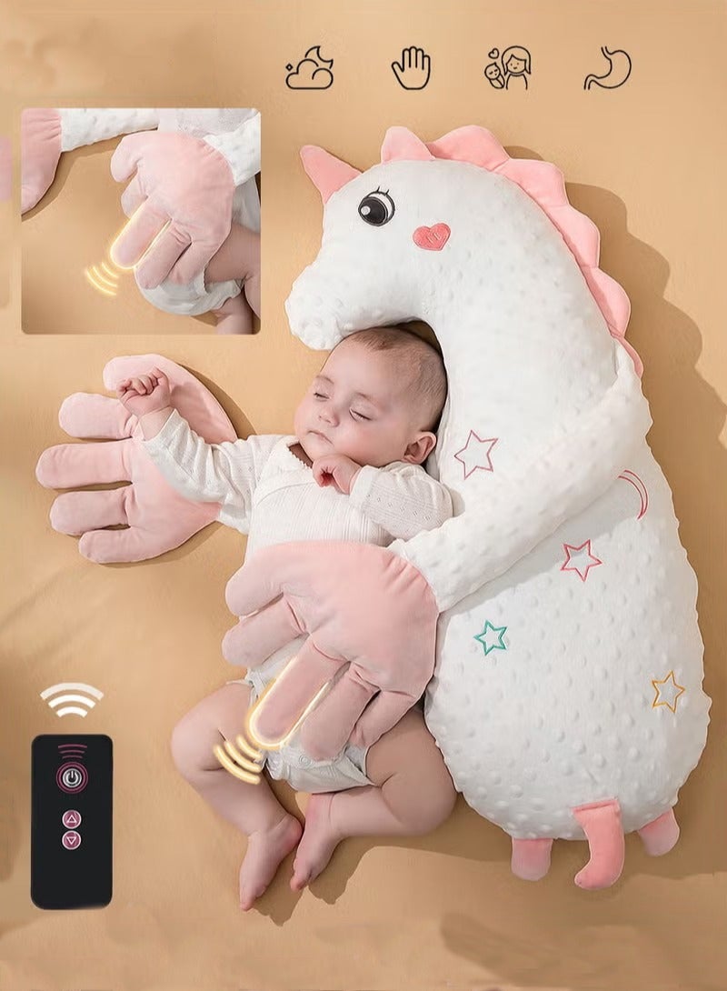 ASIV Baby Sleep Soothing Doll with Automatic Soothing Palm, Newborn Patting Pillow, Baby Sleep Soother, Baby Sleeping Nursing Pillow with Remote Control, Infant Exhaust Pillow for Startle Prevention,Cute Shape - Image 1