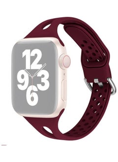 PROMASS Silicone Replacement Watchbands For Apple Watch Series 7/6/SE/5/4/3/2/1 41/40/38mm Wine Red 