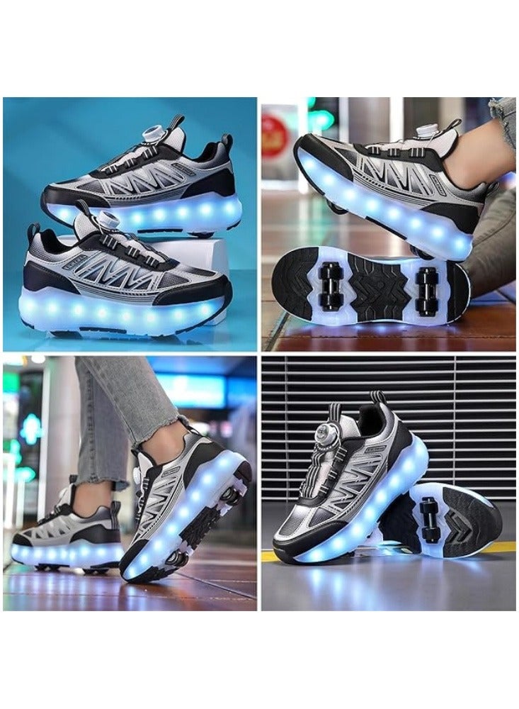 أكسبيه أحذية تزلج للأطفال بأربع عجلات مزودة بأضواء LED قابلة للشحن، أحذية متعددة الاستخدام للبنين والبنات، هدية مثالية للأعياد وأعياد الميلاد - Image 5