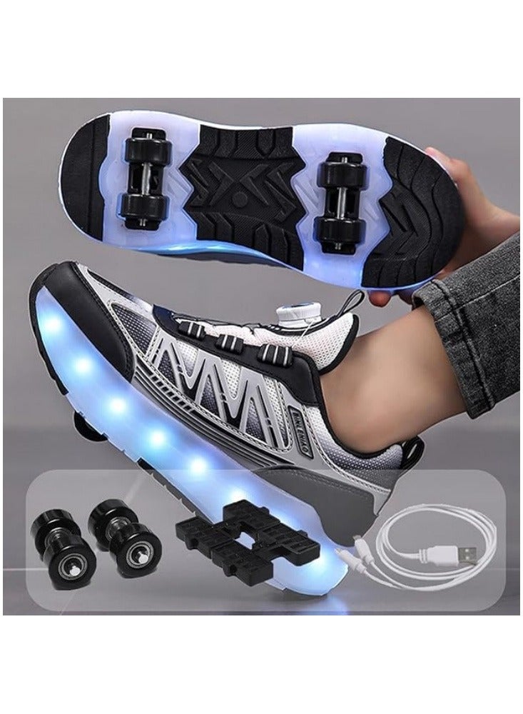 أكسبيه أحذية تزلج للأطفال بأربع عجلات مزودة بأضواء LED قابلة للشحن، أحذية متعددة الاستخدام للبنين والبنات، هدية مثالية للأعياد وأعياد الميلاد - Image 2