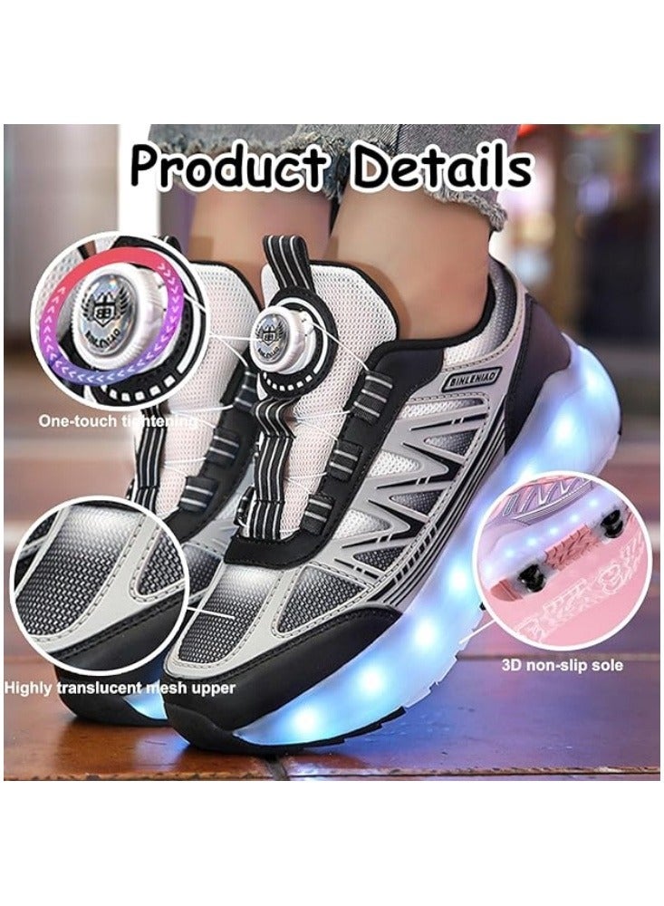 أكسبيه أحذية تزلج للأطفال بأربع عجلات مزودة بأضواء LED قابلة للشحن، أحذية متعددة الاستخدام للبنين والبنات، هدية مثالية للأعياد وأعياد الميلاد - Image 3