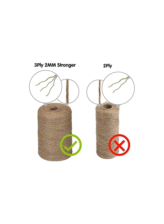 The Bros Jute Twine, 650 Feet Natural Thick Jute String 3Ply Jute Rope For Floristry, Gifts, Diy Arts&Crafts, Decoration, Bundling, Garden And Recycling (Brown,2Mm,200M)  - Image 2