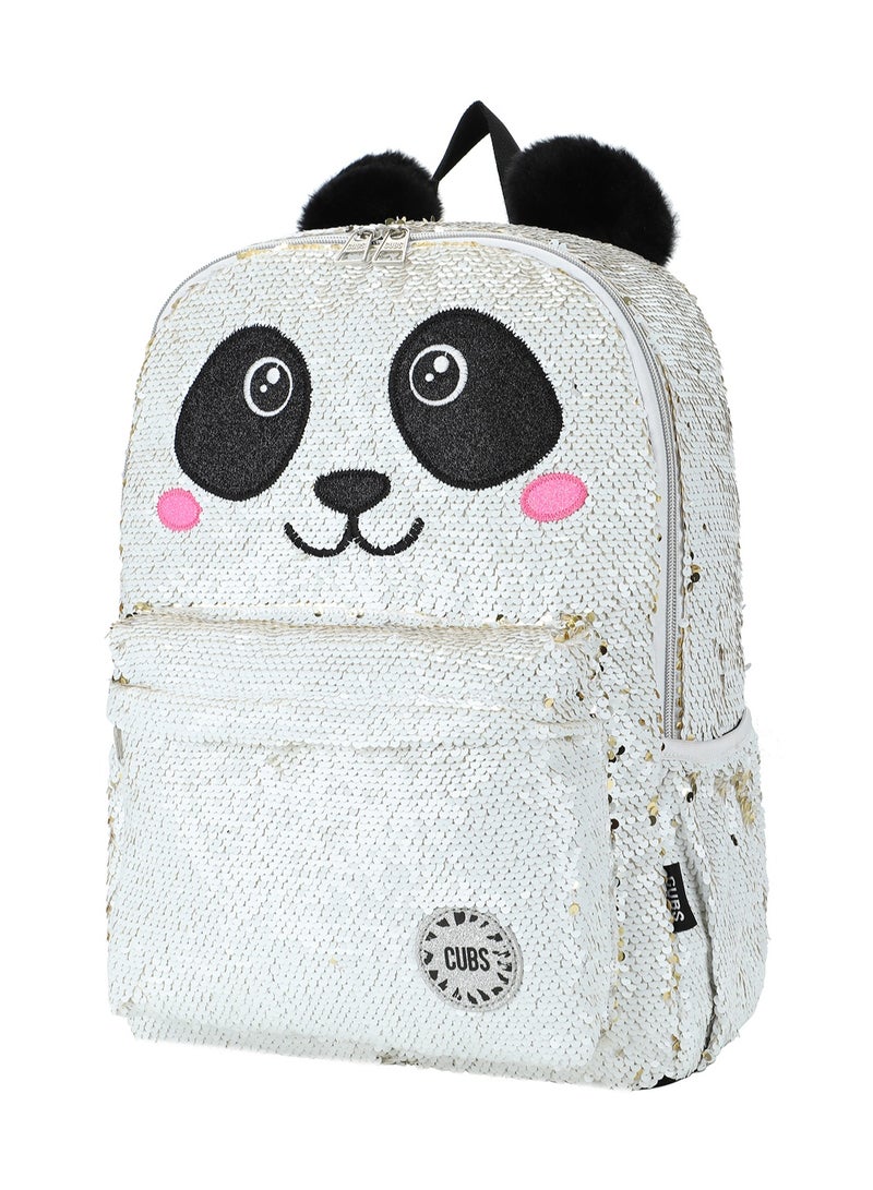 CUBS Sequin Panda Print Waterproof Kids Backpack – 28L Glittery School Bag for Girls (Ages 5–12) | Fits 15" Laptop | Zip Closure | Lightweight, Durable & Stylish - Image 2