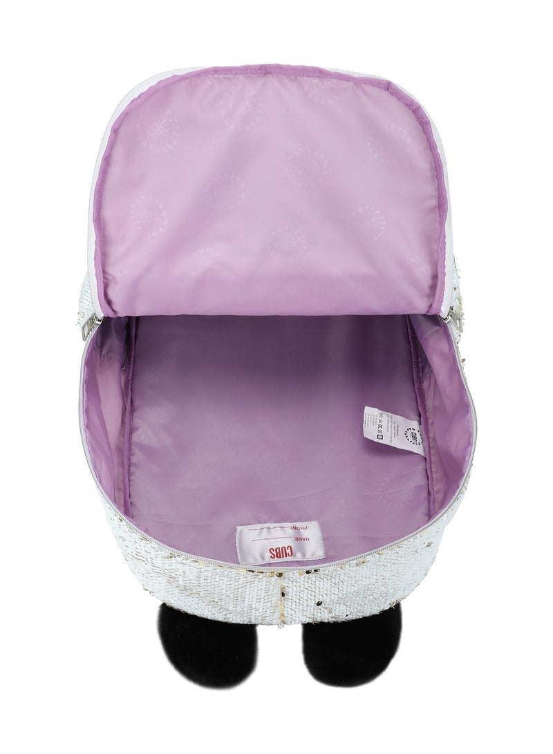 CUBS Sequin Panda Print Waterproof Kids Backpack – 28L Glittery School Bag for Girls (Ages 5–12) | Fits 15" Laptop | Zip Closure | Lightweight, Durable & Stylish - Image 4