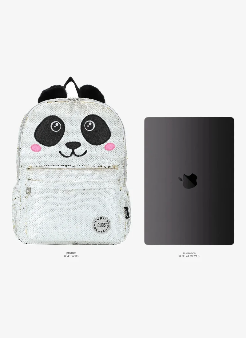 Cubs CUBS Sequin Panda Print Waterproof Kids Backpack â€“ 28L Glittery School Bag for Girls (Ages 5â€“12) | Fits 15" Laptop | Zip Closure | Lightweight, Durable & Stylish