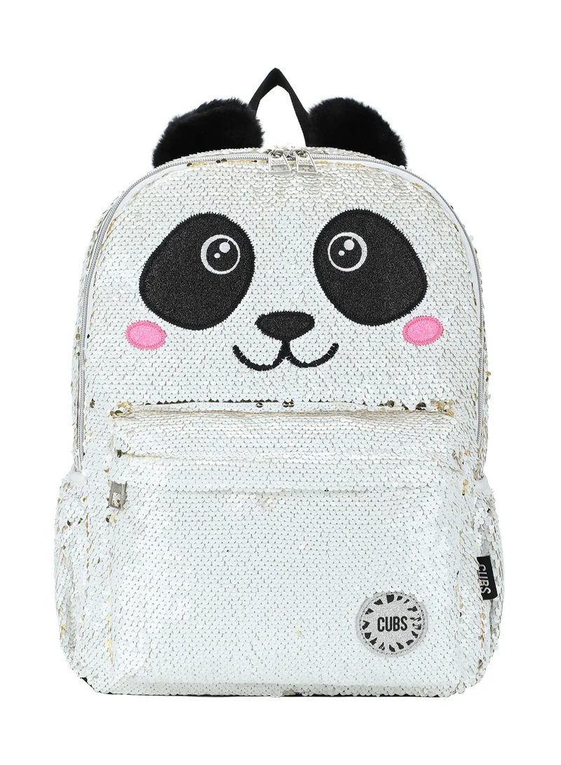 Cubs CUBS Sequin Panda Print Waterproof Kids Backpack â€“ 28L Glittery School Bag for Girls (Ages 5â€“12) | Fits 15" Laptop | Zip Closure | Lightweight, Durable & Stylish