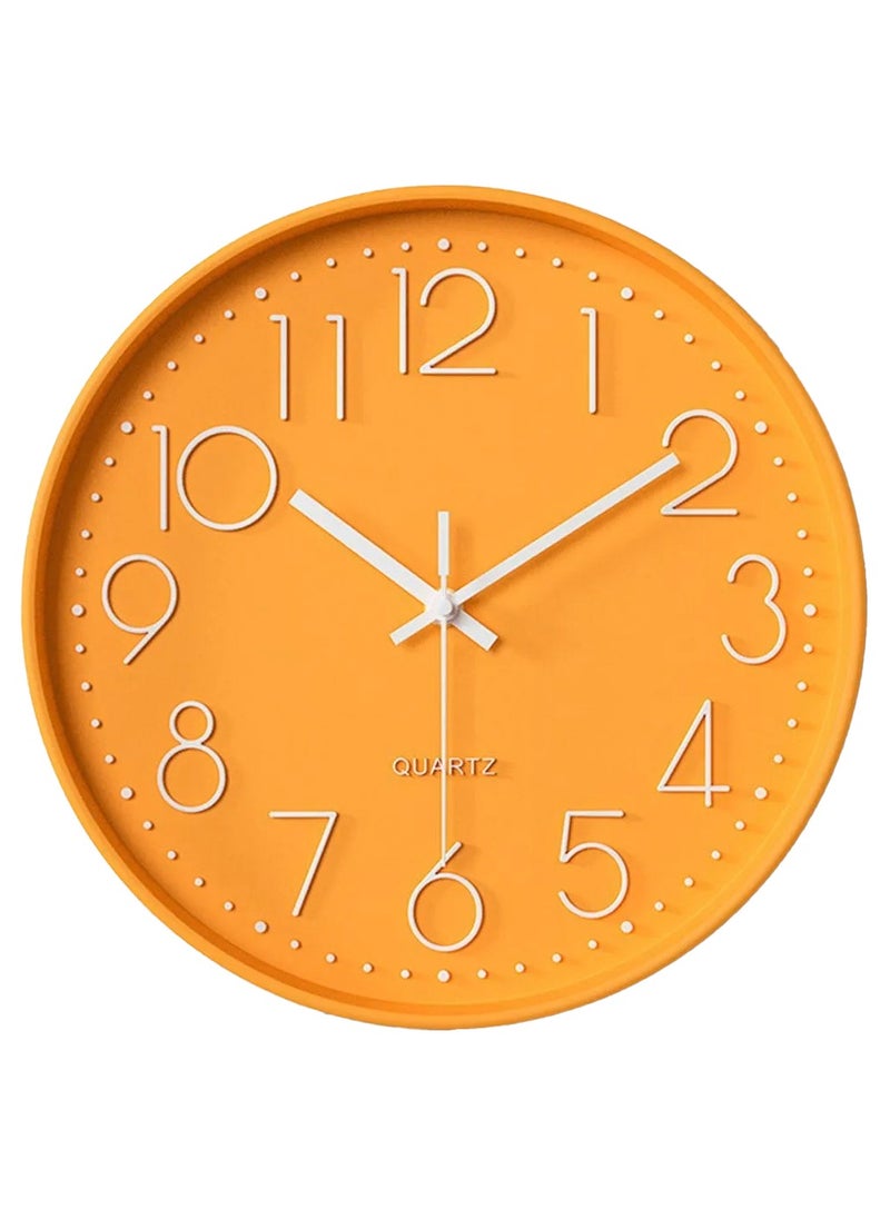 MileMelo - Minimalist Wall Clock Modern Design Living Room Bedroom Quartz Mute Light Luxury Clocks Hanging Watch Home Decor (Color: Orange, Size: 12inch 30cm) - Image 1