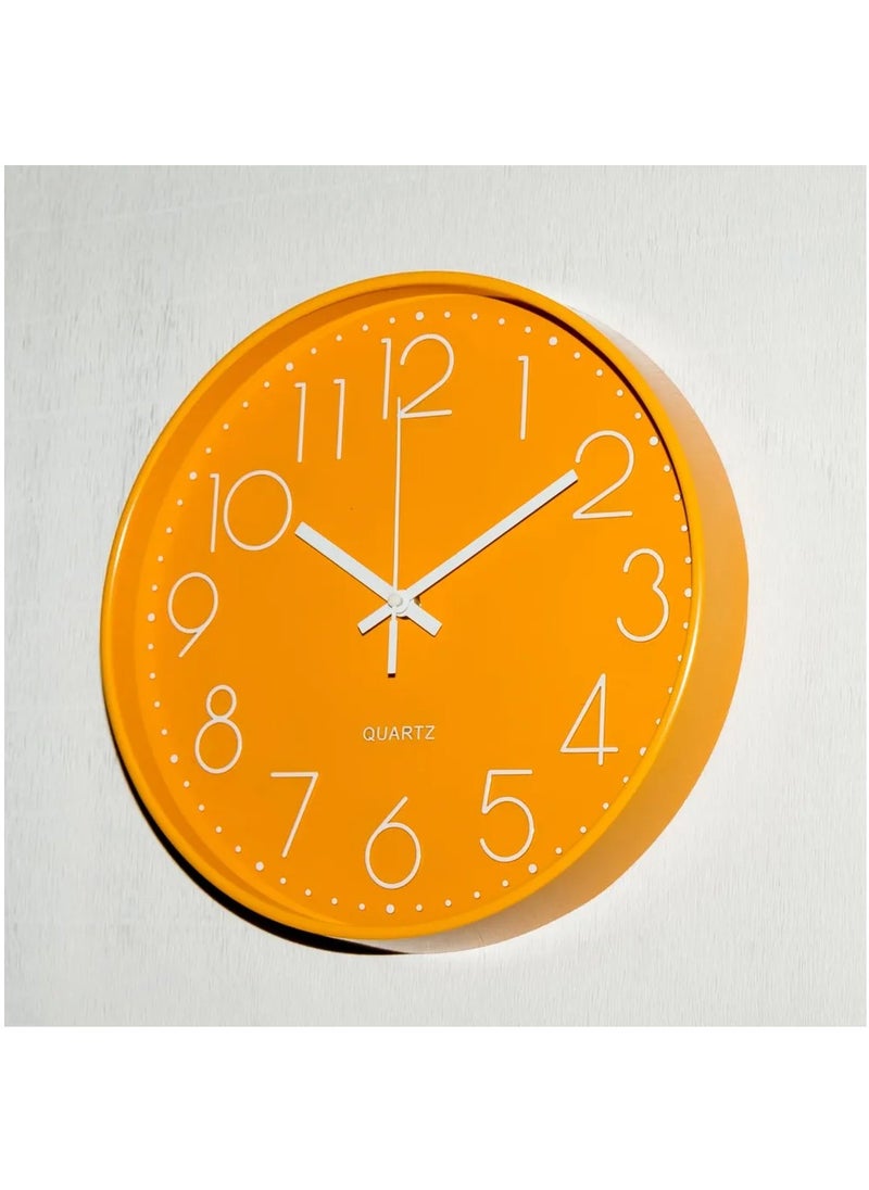 MileMelo - Minimalist Wall Clock Modern Design Living Room Bedroom Quartz Mute Light Luxury Clocks Hanging Watch Home Decor (Color: Orange, Size: 12inch 30cm) - Image 1