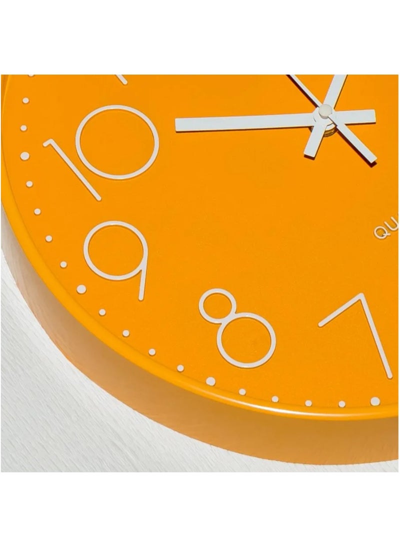 MileMelo - Minimalist Wall Clock Modern Design Living Room Bedroom Quartz Mute Light Luxury Clocks Hanging Watch Home Decor (Color: Orange, Size: 12inch 30cm) - Image 1